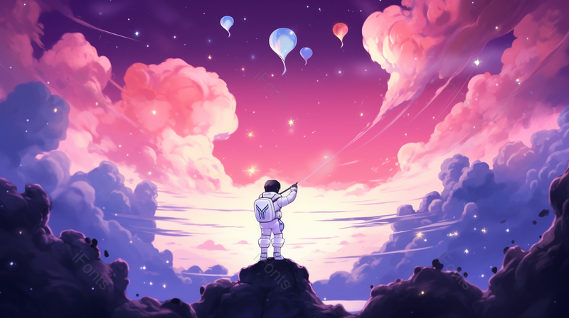 梦幻治愈夜空中的宇航员,插画/手绘图,插画/手绘图库,插画/手绘图下载,插画/手绘